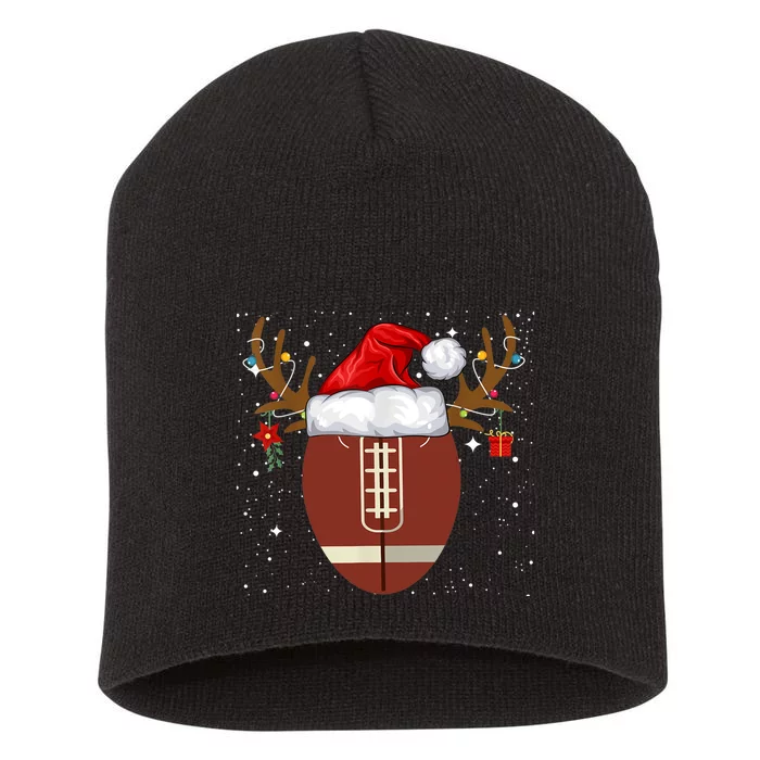 Christmas Football Ball Santa Hat Reindeer Xmas Lights Gifts TShirt Short Acrylic Beanie