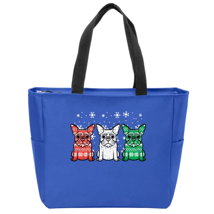 Christmas French Bulldogs Xmas Frenchie Dog Gift Zip Tote Bag