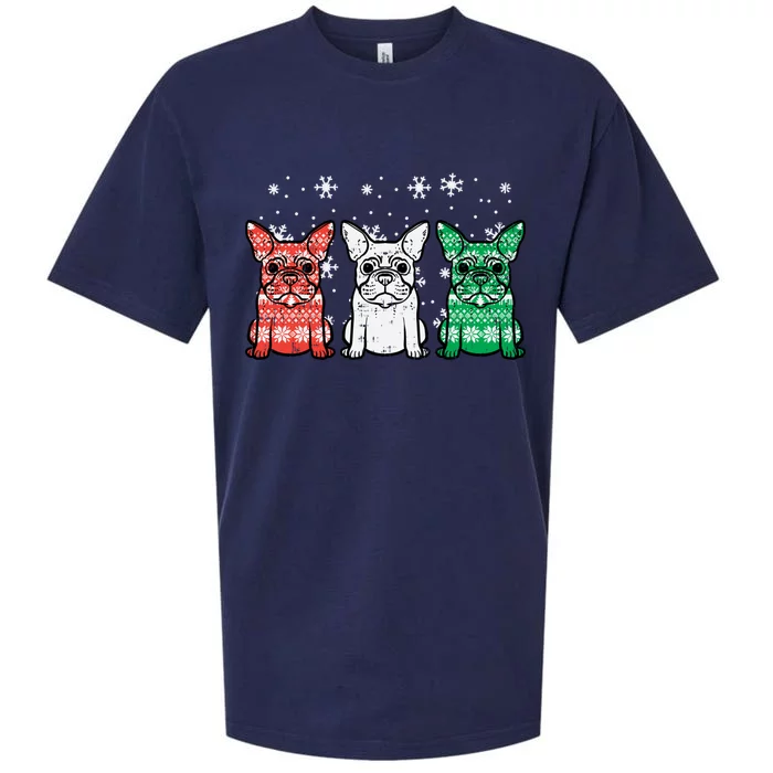 Christmas French Bulldogs Xmas Frenchie Dog Gift Sueded Cloud Jersey T-Shirt