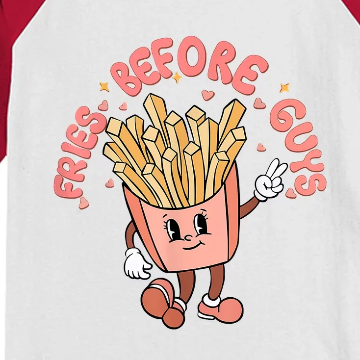 Cutes Fries Before Guys Valentines Foodie Lover Valentine Kids Colorblock Raglan Jersey