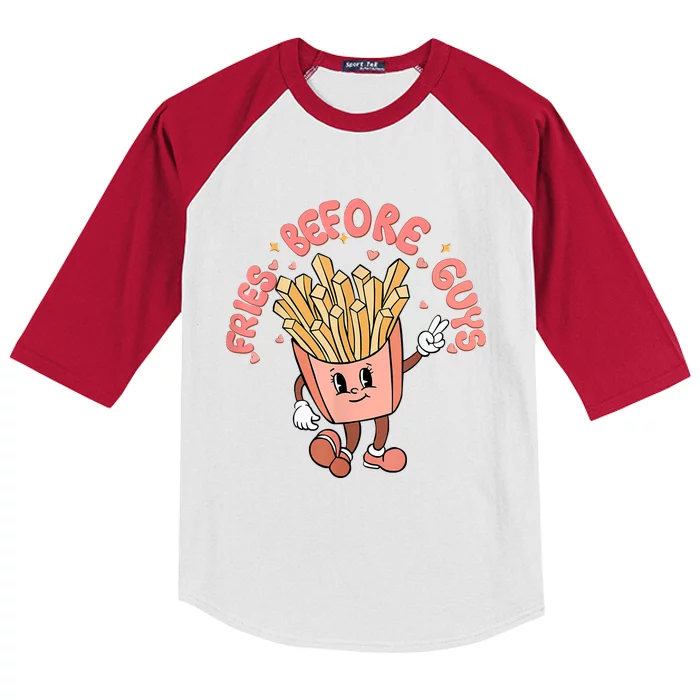 Cutes Fries Before Guys Valentines Foodie Lover Valentine Kids Colorblock Raglan Jersey