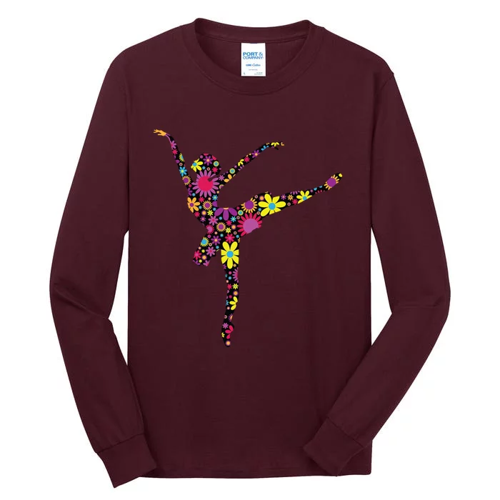 Colorful Flower Ballerina Girl Gift Tee For Ballet Tall Long Sleeve T-Shirt