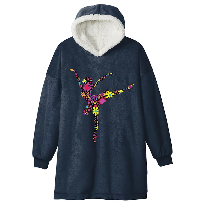 Colorful Flower Ballerina Girl Gift Tee For Ballet Hooded Wearable Blanket