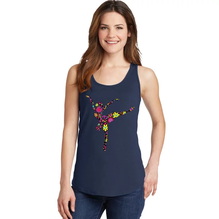 Colorful Flower Ballerina Girl Gift Tee For Ballet Ladies Essential Tank