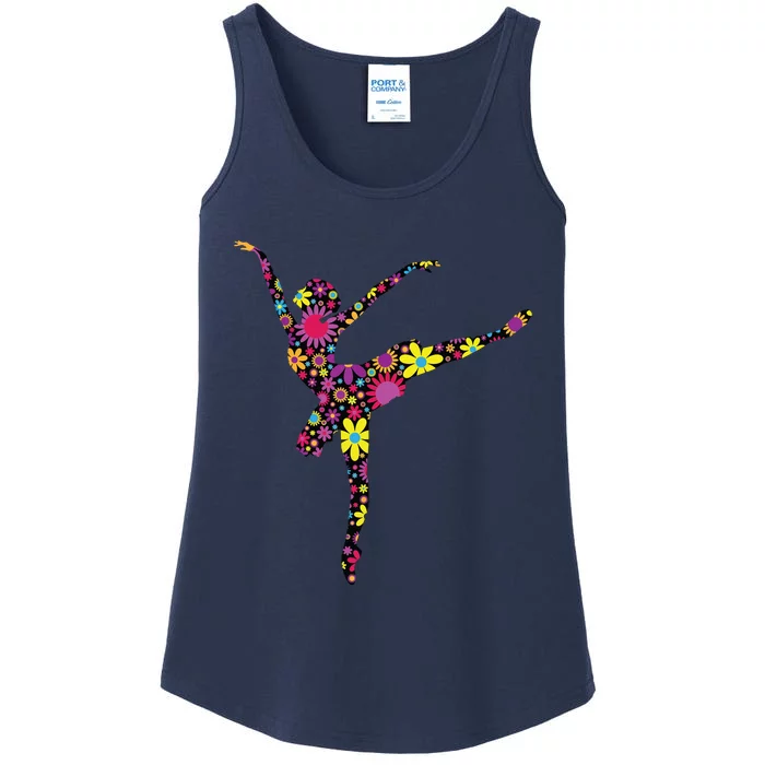 Colorful Flower Ballerina Girl Gift Tee For Ballet Ladies Essential Tank