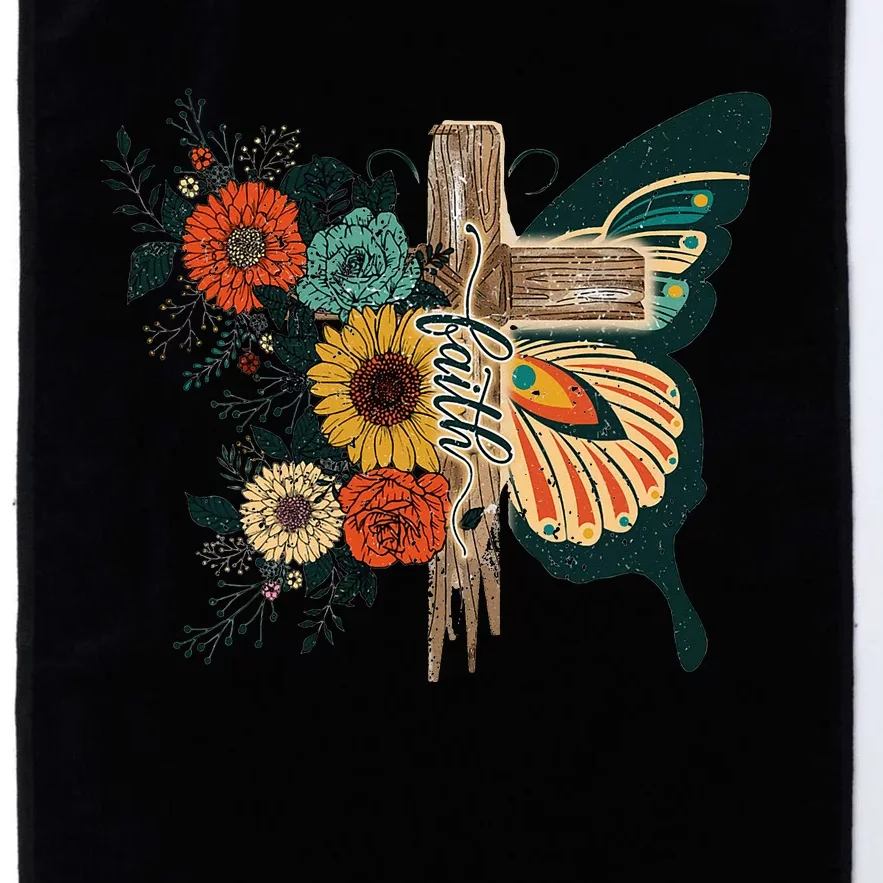 Christian Faith Butterfly Cross Rainbow Sunflowers Platinum Collection Golf Towel