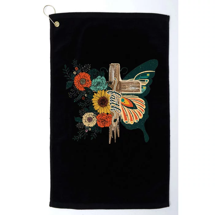 Christian Faith Butterfly Cross Rainbow Sunflowers Platinum Collection Golf Towel