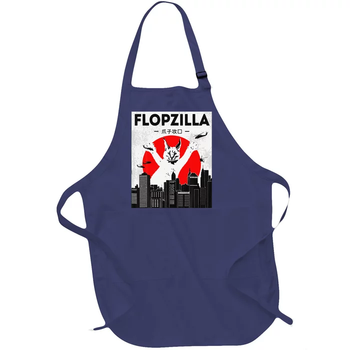 Catzilla Funny Big Floppa Meme Flopzilla Caracal Cat Lover Full-Length Apron With Pocket