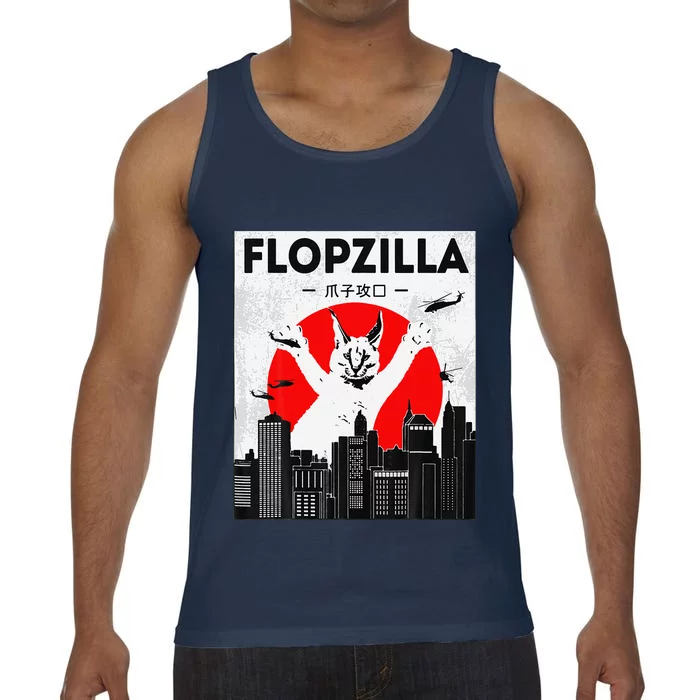 Catzilla Funny Big Floppa Meme Flopzilla Caracal Cat Lover Comfort Colors® Tank Top