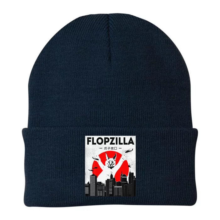 Catzilla Funny Big Floppa Meme Flopzilla Caracal Cat Lover Knit Cap Winter Beanie