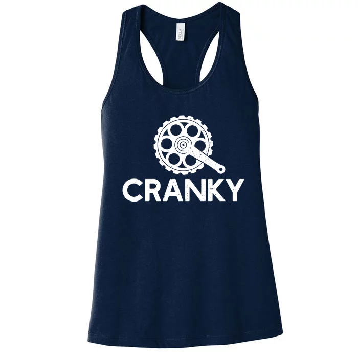 Cranky Funny Bike Gifts Cycling Bike Lover Women's Racerback Tank