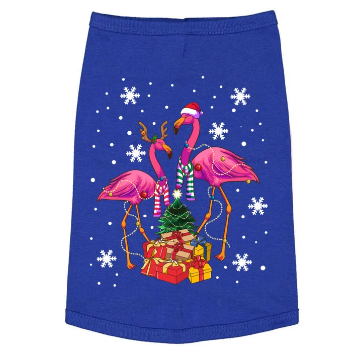 Christmas Flamingos Beach Snowflakes Deck The Palms Gift Doggie Tank