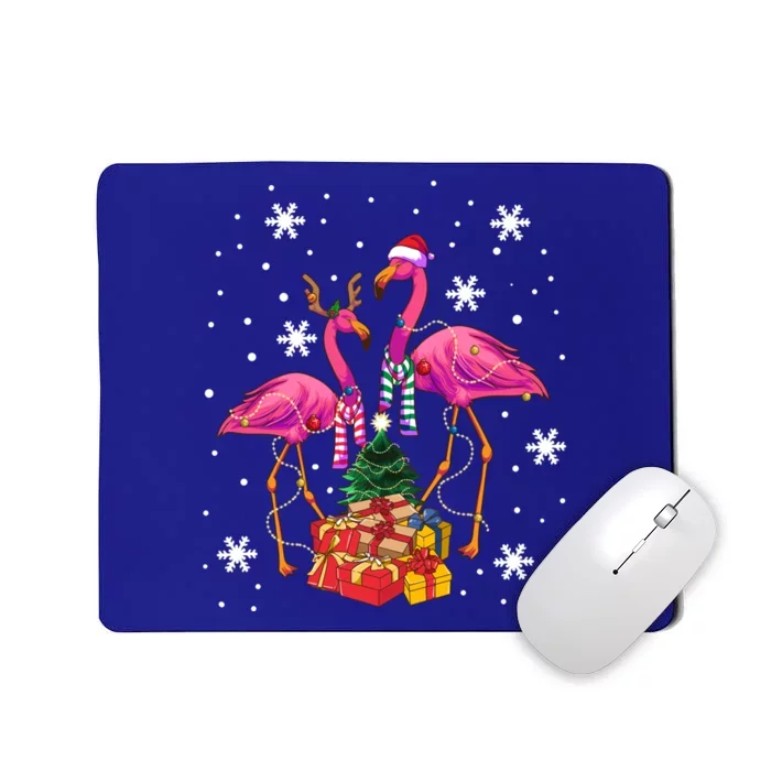 Christmas Flamingos Beach Snowflakes Deck The Palms Gift Mousepad