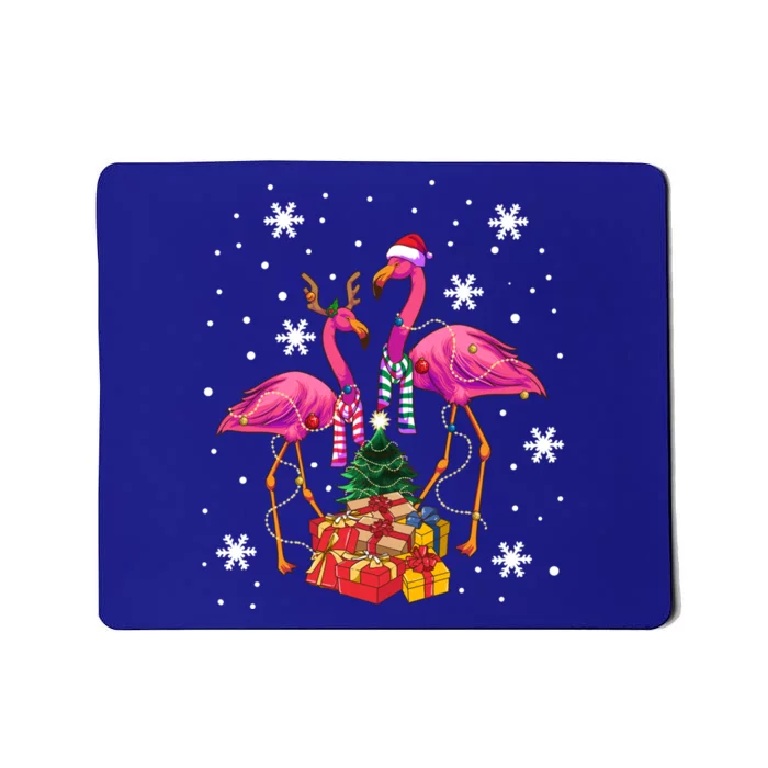 Christmas Flamingos Beach Snowflakes Deck The Palms Gift Mousepad