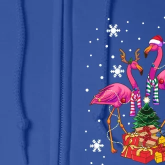 Christmas Flamingos Beach Snowflakes Deck The Palms Gift Full Zip Hoodie