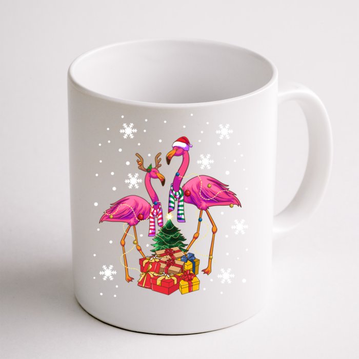 Christmas Flamingos Beach Snowflakes Deck The Palms Gift Front & Back Coffee Mug