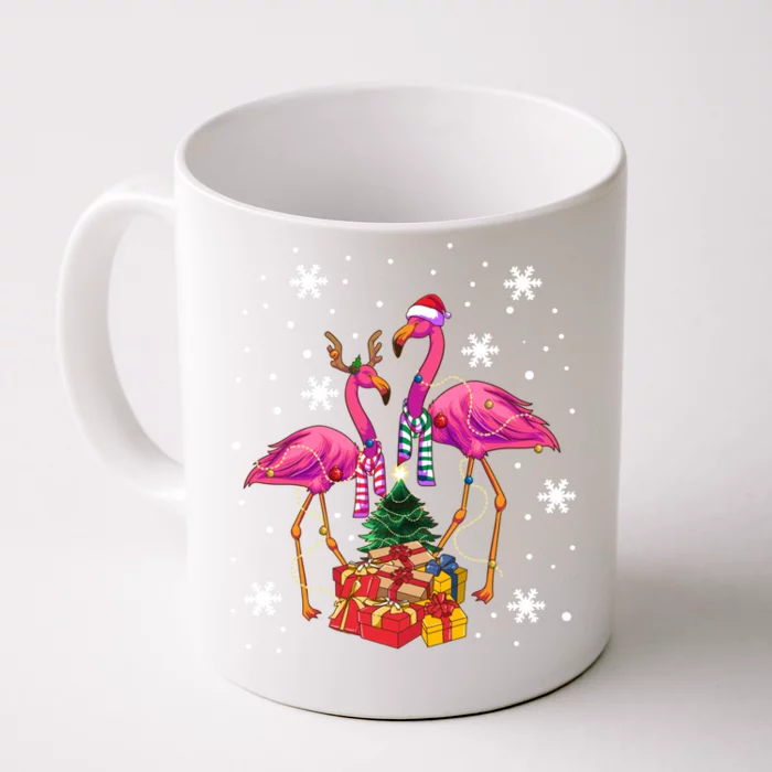 Christmas Flamingos Beach Snowflakes Deck The Palms Gift Front & Back Coffee Mug