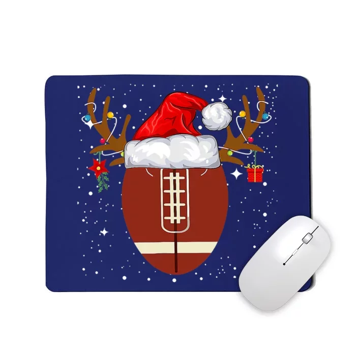 Christmas Football Ball Santa Hat Reindeer Xmas Boys Mousepad