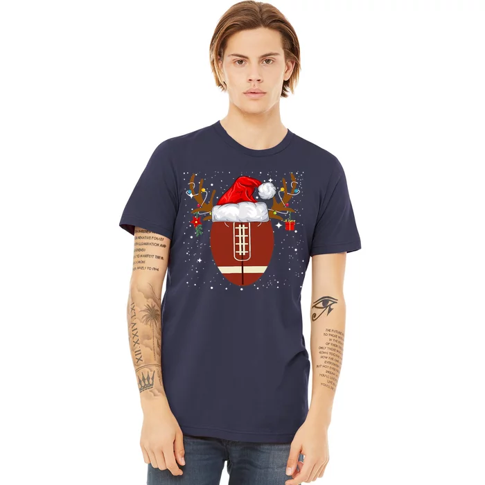 Christmas Football Ball Santa Hat Reindeer Xmas Boys Premium T-Shirt