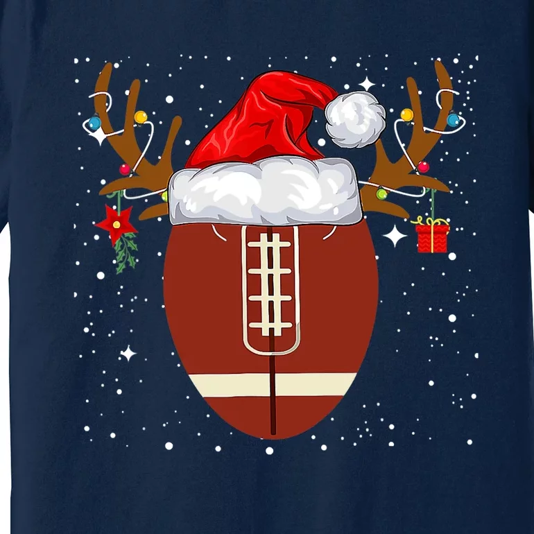 Christmas Football Ball Santa Hat Reindeer Xmas Boys Premium T-Shirt