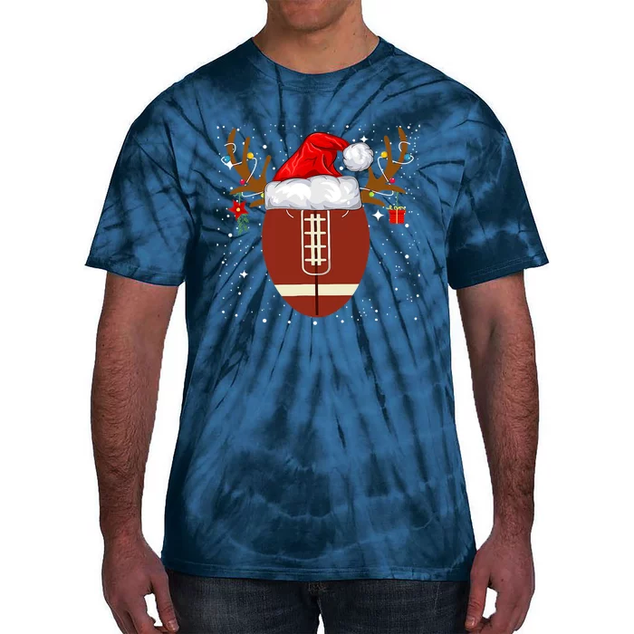 Christmas Football Ball Santa Hat Reindeer Xmas Boys Tie-Dye T-Shirt