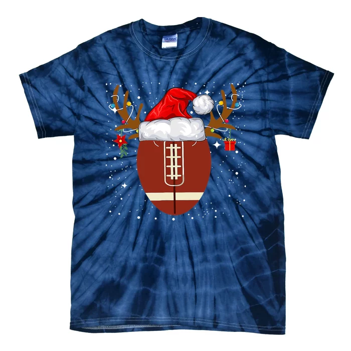 Christmas Football Ball Santa Hat Reindeer Xmas Boys Tie-Dye T-Shirt