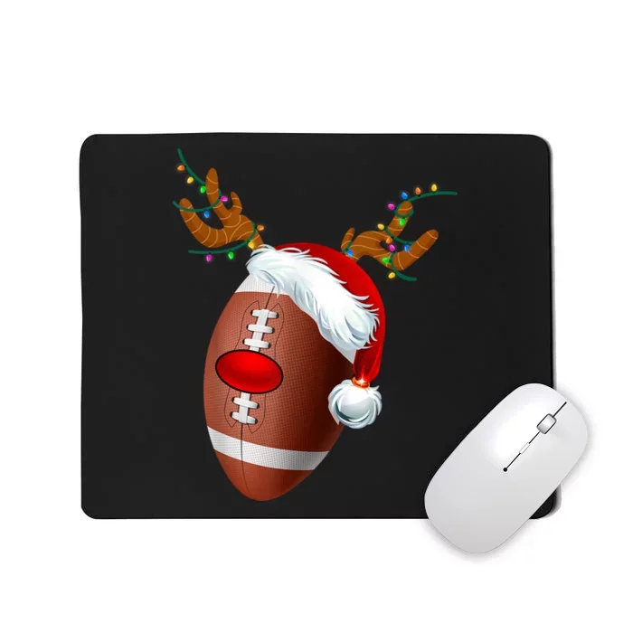 Christmas Football Ball Santa Hat Reindeer Xmas Mousepad