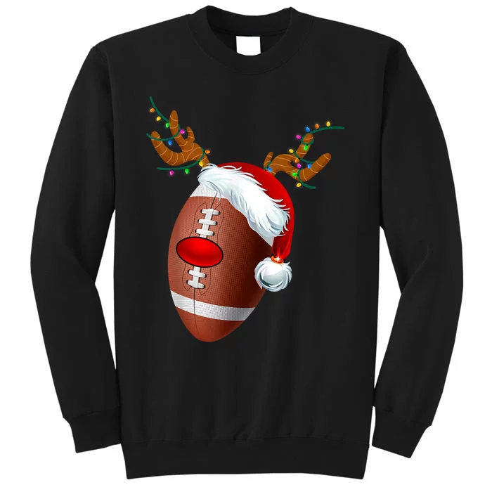 Christmas Football Ball Santa Hat Reindeer Xmas Tall Sweatshirt