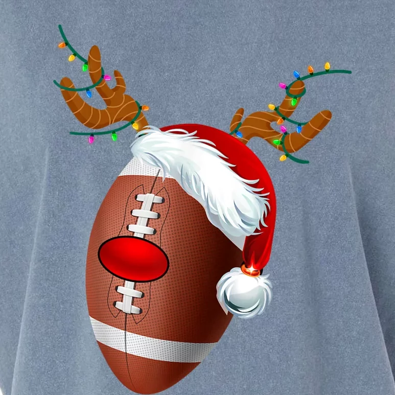 Christmas Football Ball Santa Hat Reindeer Xmas Garment-Dyed Women's Muscle Tee