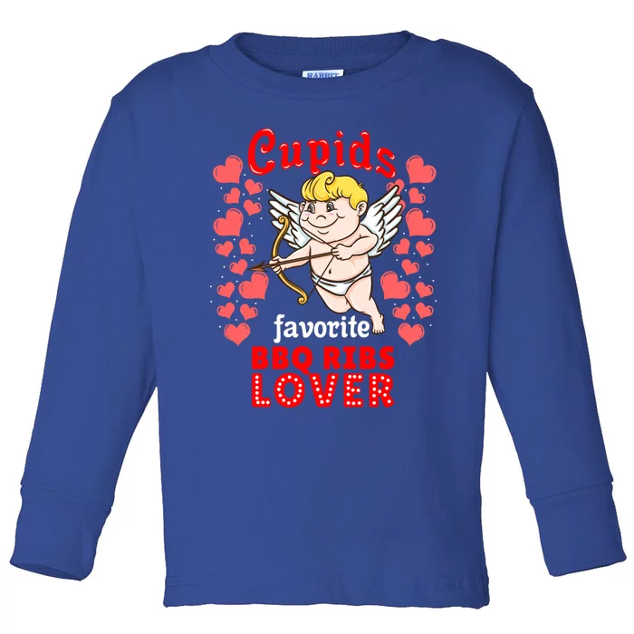 Cupids Favorite Bbq Ribs Lover Valentines Day Gift Toddler Long Sleeve Shirt