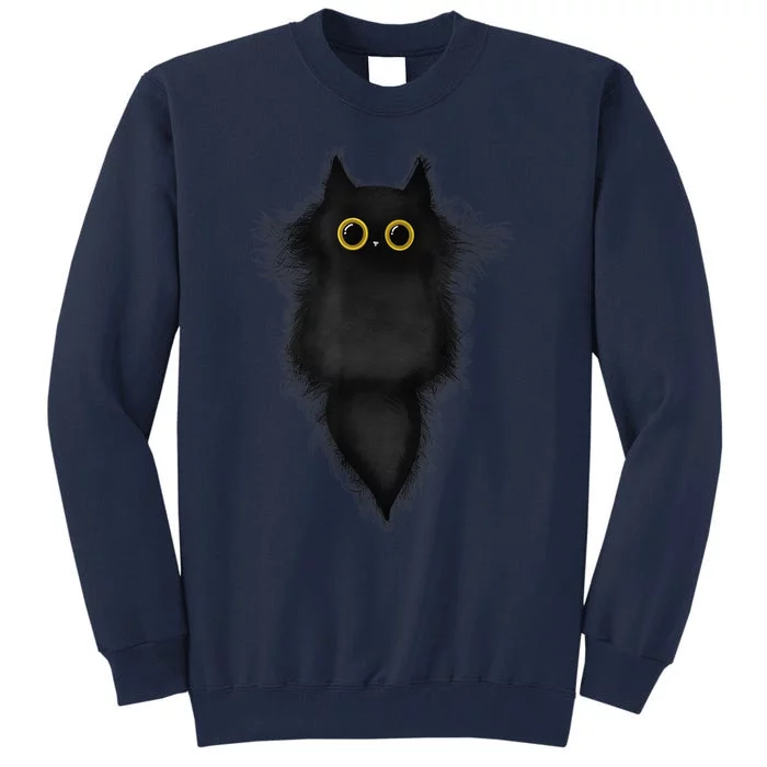 Cute Funny Black Cat Yellow Eyes Cat Lover Cat Mom Cat Dad Tall Sweatshirt