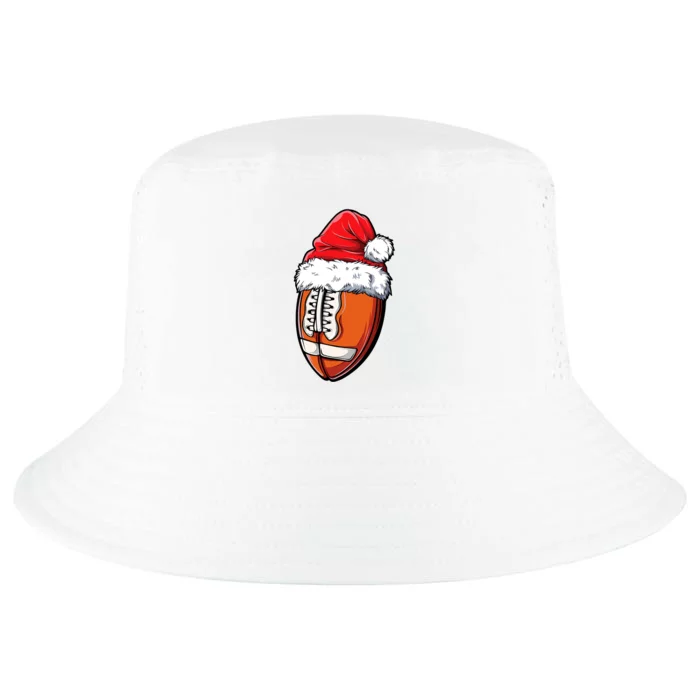 Christmas Football Ball Santa Hat Xmas Team Sport Cool Comfort Performance Bucket Hat