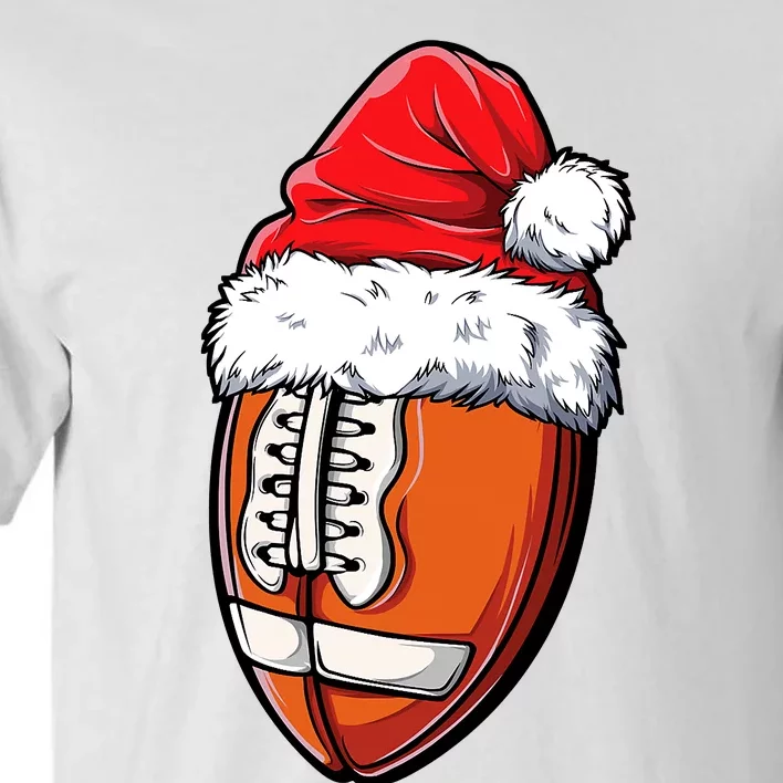 Christmas Football Ball Santa Hat Xmas Team Sport Tall T-Shirt