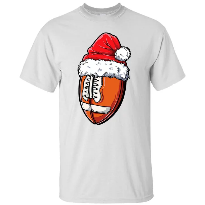 Christmas Football Ball Santa Hat Xmas Team Sport Tall T-Shirt