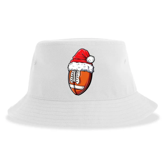 Christmas Football Ball Santa Hat Xmas Team Sport Sustainable Bucket Hat