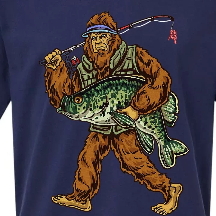 Crappie Fishing Bigfoot Panfishing Fishermen Sueded Cloud Jersey T-Shirt