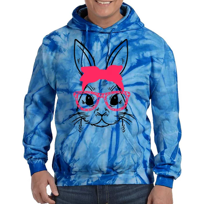 Cute Face Bunny Rabbit Glasses Bandana Happy Easter Day Meaningful Gift Tie Dye Hoodie