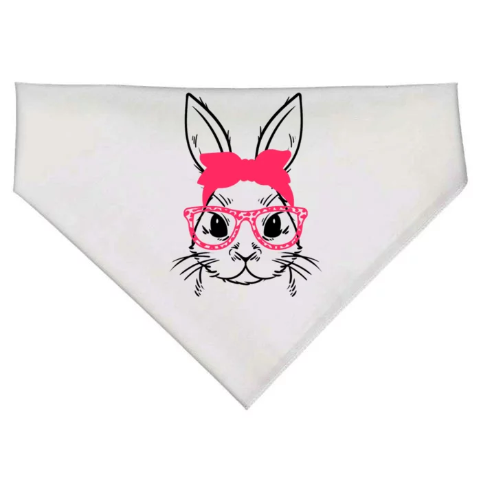 Cute Face Bunny Rabbit Glasses Bandana Happy Easter Day Meaningful Gift USA-Made Doggie Bandana