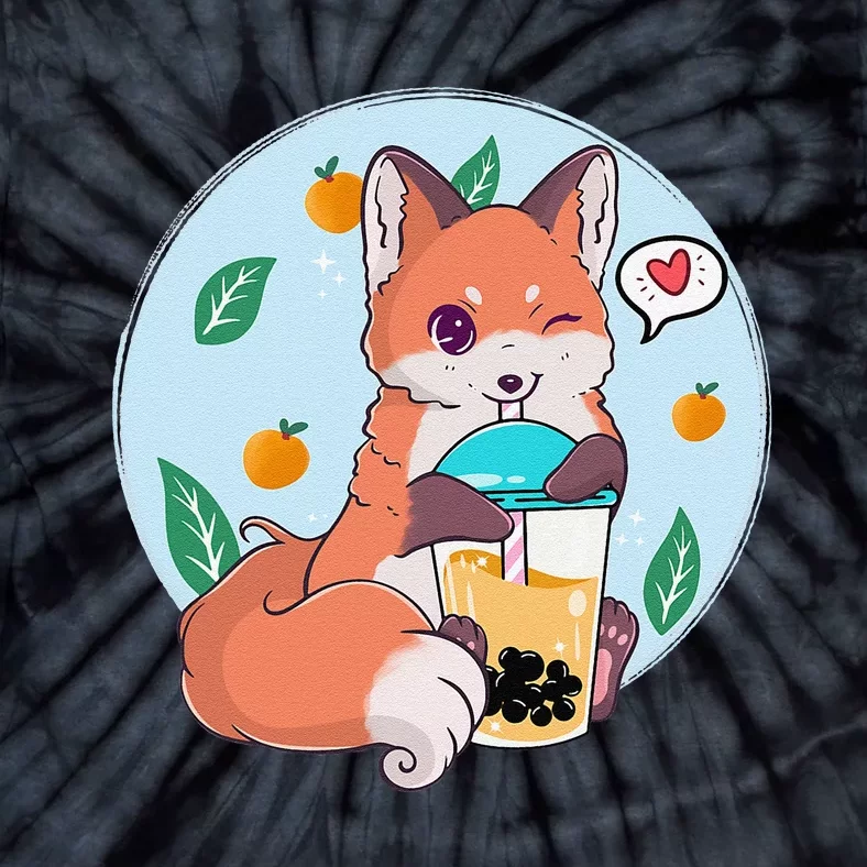 Cute Fox Boba Shirt Bubble Tea Kawaii Anime Tie-Dye T-Shirt