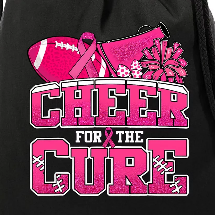 Cheer For Breast Cancer Sport Cheerleader Football Drawstring Bag