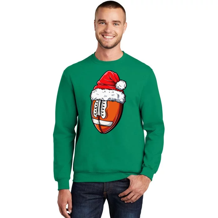 Christmas Football Ball Santa Hat Xmas Team Sport Sweatshirt