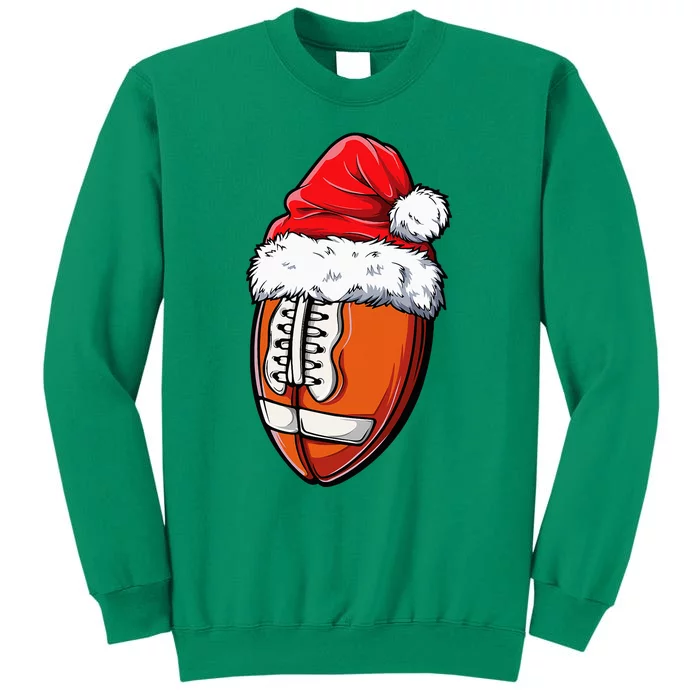 Christmas Football Ball Santa Hat Xmas Team Sport Sweatshirt