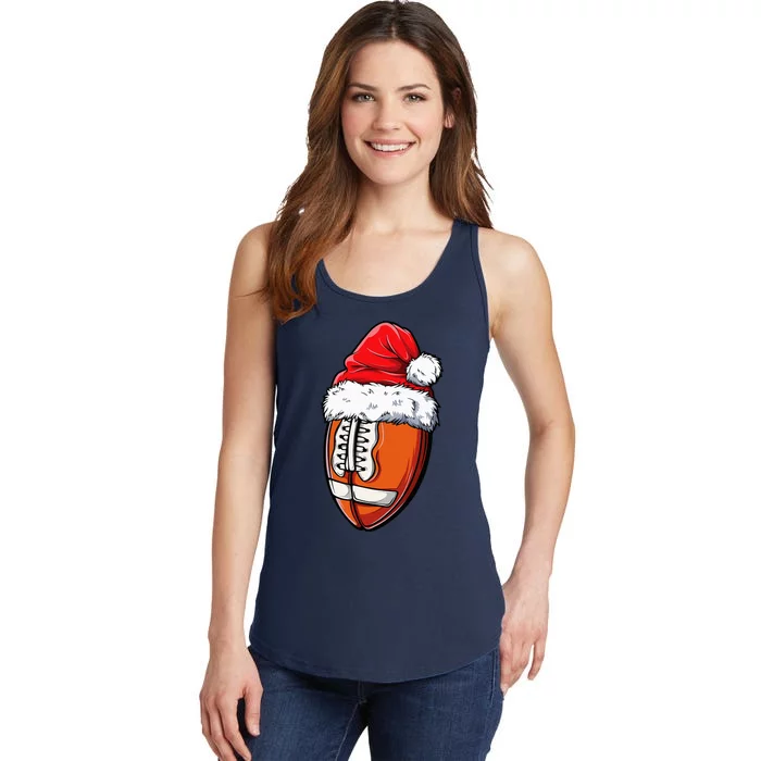 Christmas Football Ball Santa Hat Xmas Team Sport Ladies Essential Tank