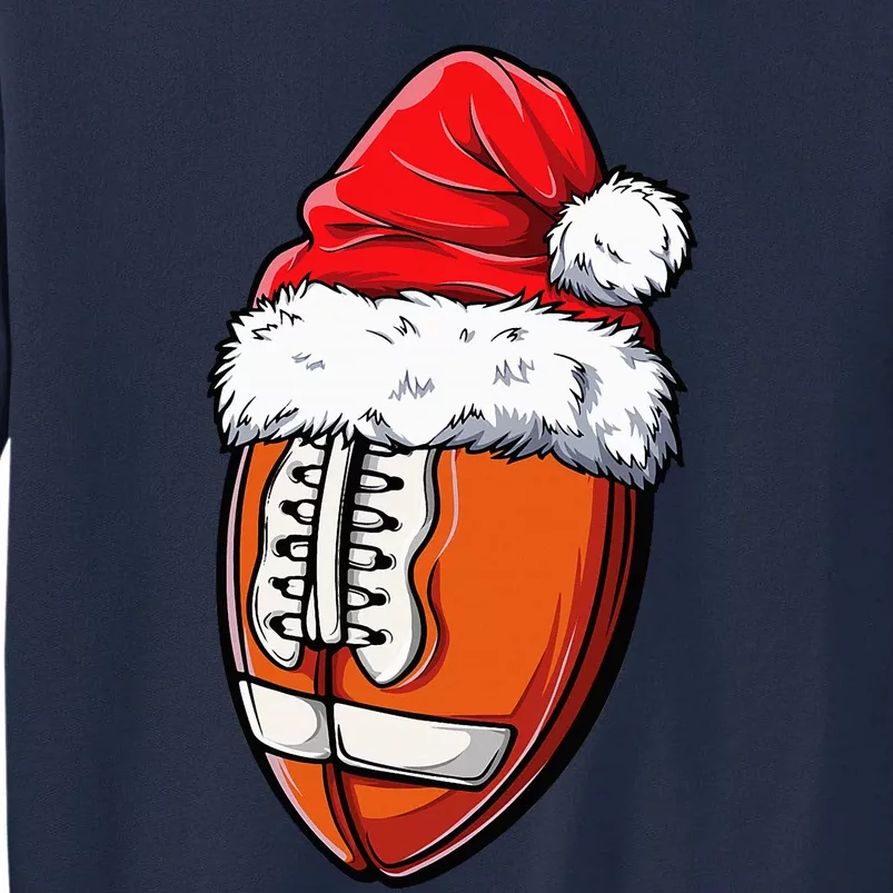 Christmas Football Ball Santa Hat Xmas Team Sport Tall Sweatshirt