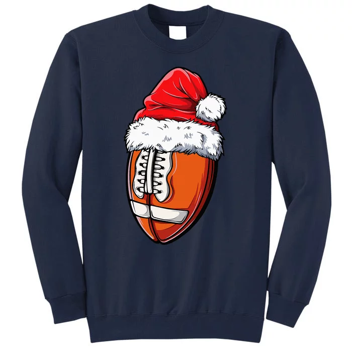 Christmas Football Ball Santa Hat Xmas Team Sport Tall Sweatshirt