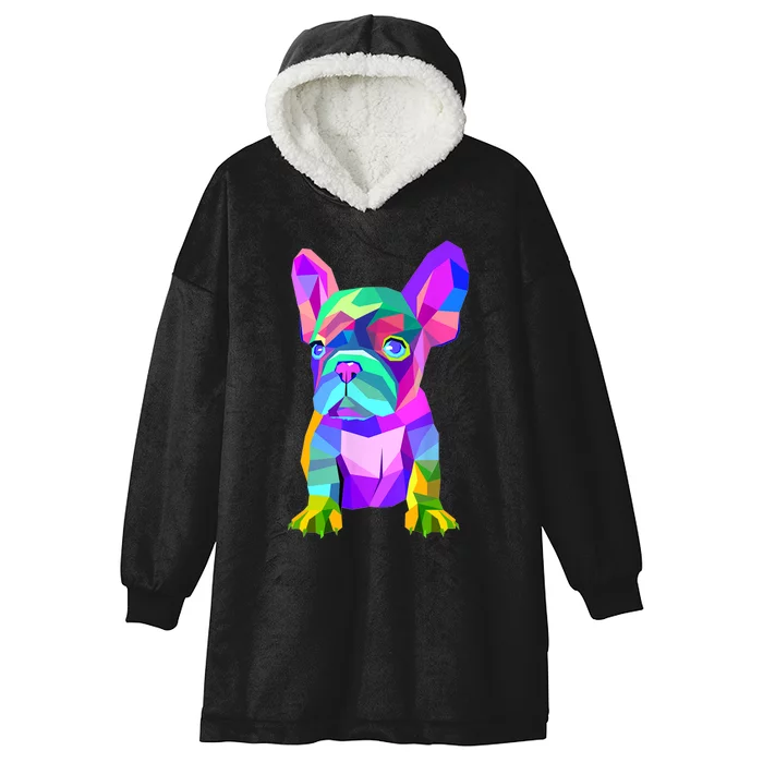 Cute French Bulldog, Colored Dog Breed Design Hooded Wearable Blanket