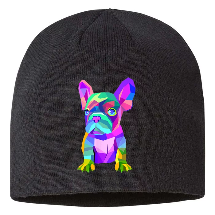 Cute French Bulldog, Colored Dog Breed Design 8 1/2in Sustainable Knit Beanie