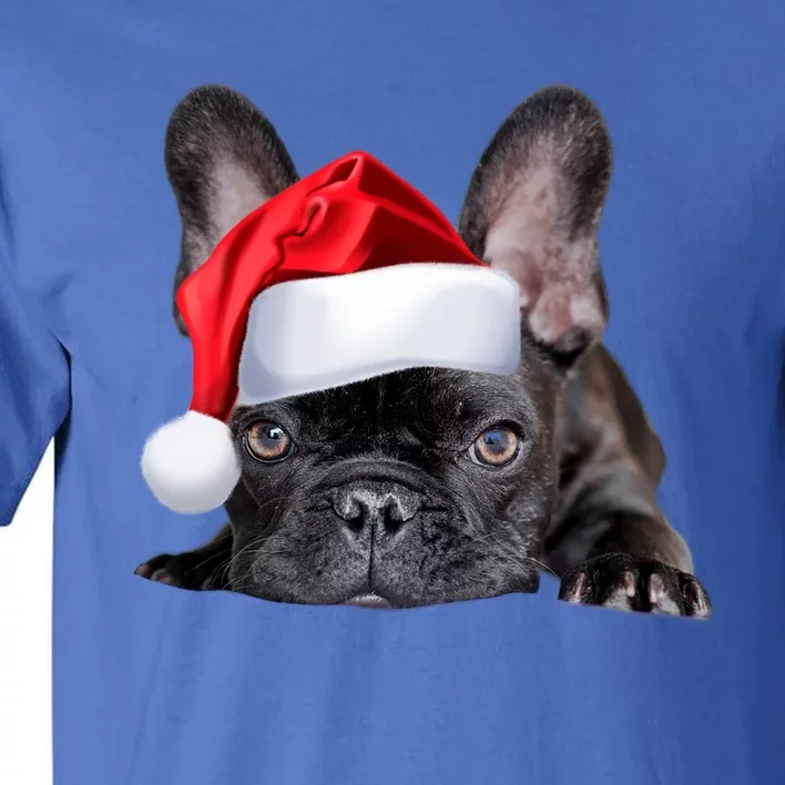 Cute French Bulldog Santa Hat Frenchie Image Christmas Gift Funny Gift Tall T-Shirt