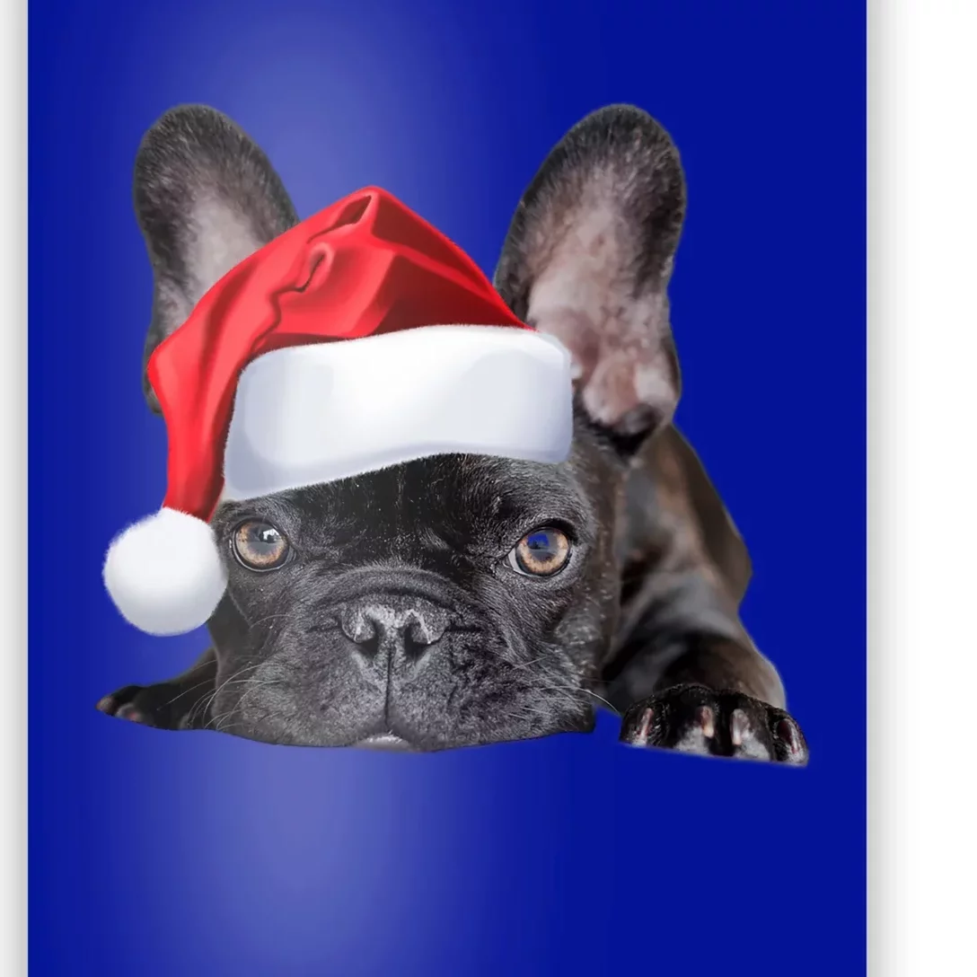 Cute French Bulldog Santa Hat Frenchie Image Christmas Gift Funny Gift Poster