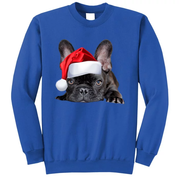 Cute French Bulldog Santa Hat Frenchie Image Christmas Gift Funny Gift Tall Sweatshirt